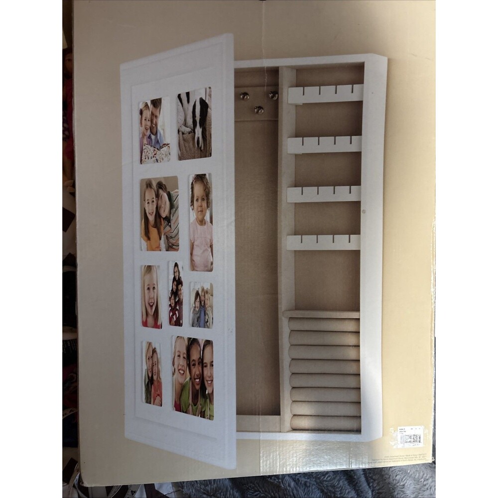 Kohl's Photo Jewelry Box 20x15 White Wood Shadow Box Frame Holds Multi Size Pics